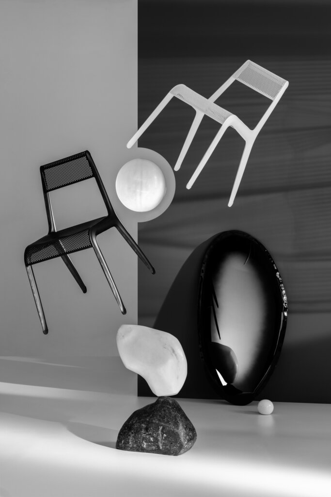 black and white chairs