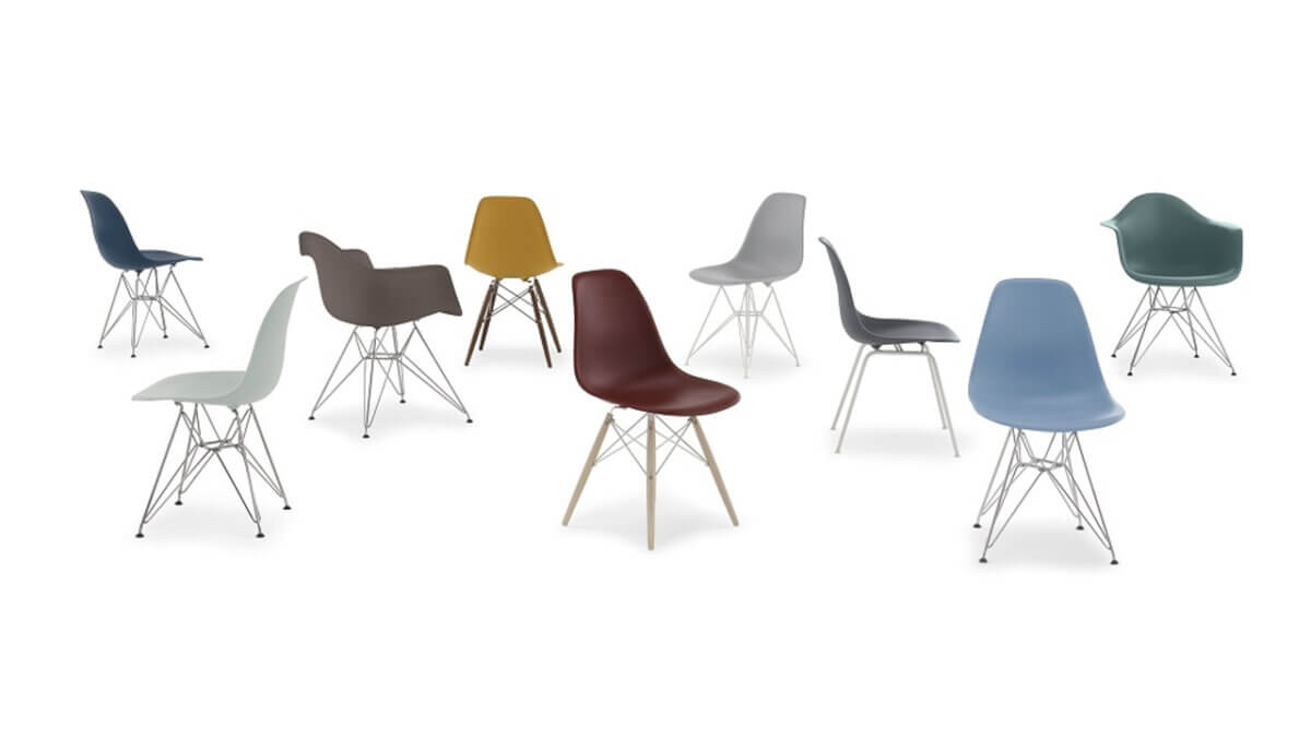 assorted colorful eames chairs