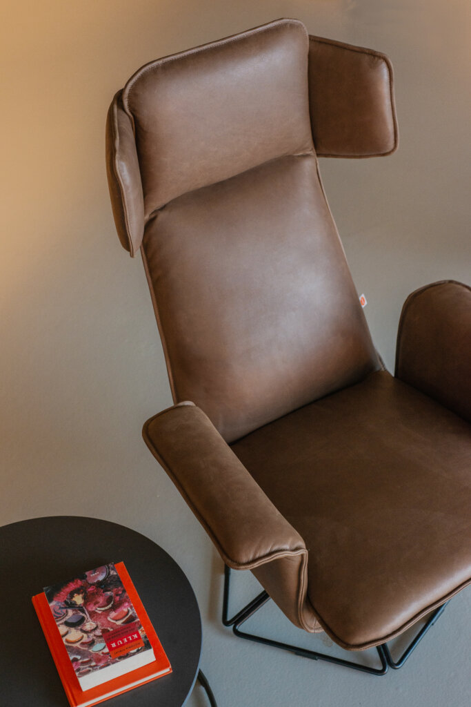 brown leather chair
