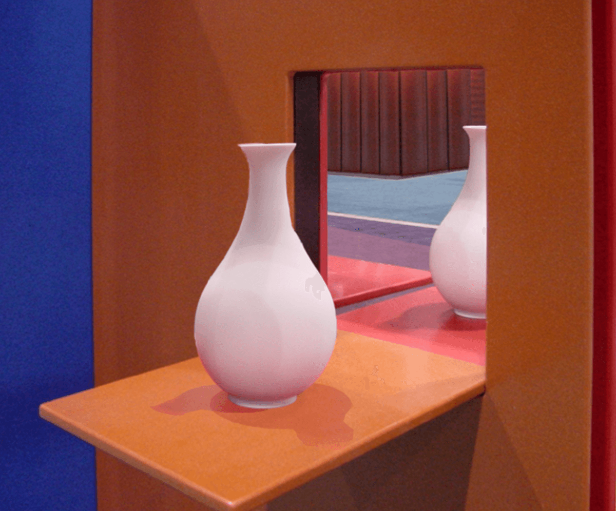 pink vase on table