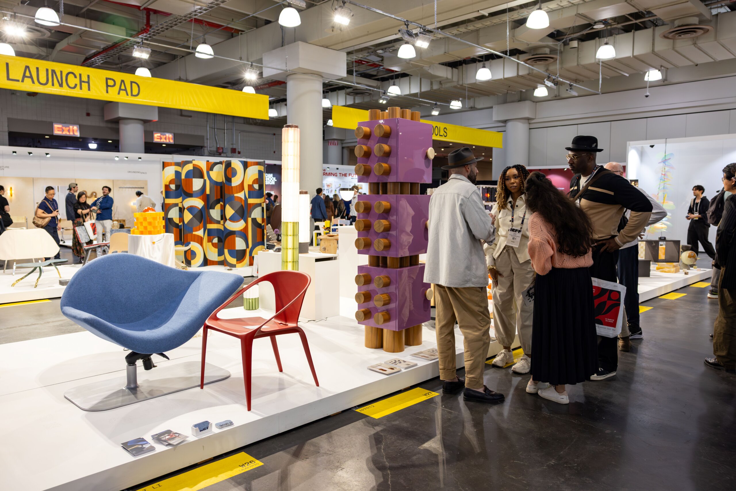 People gathering in front of the Launch Pad section of WANTED at ICFF