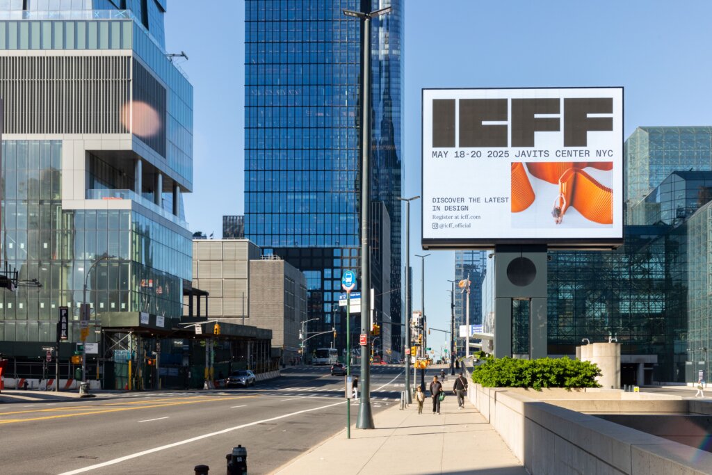 Javits Center Marquee Sign featuring ICFF billboard