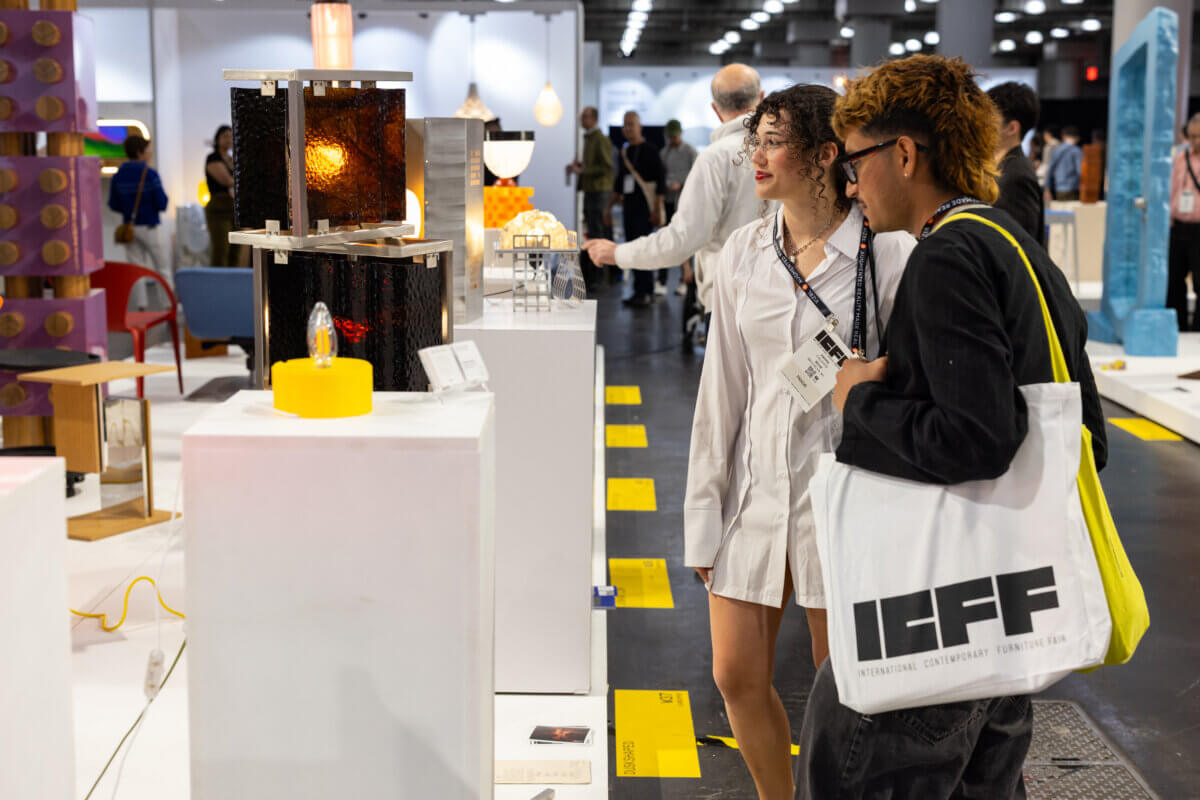 ICFF attendees admiring products in the Launch Pad section of WANTED at ICFF 2025