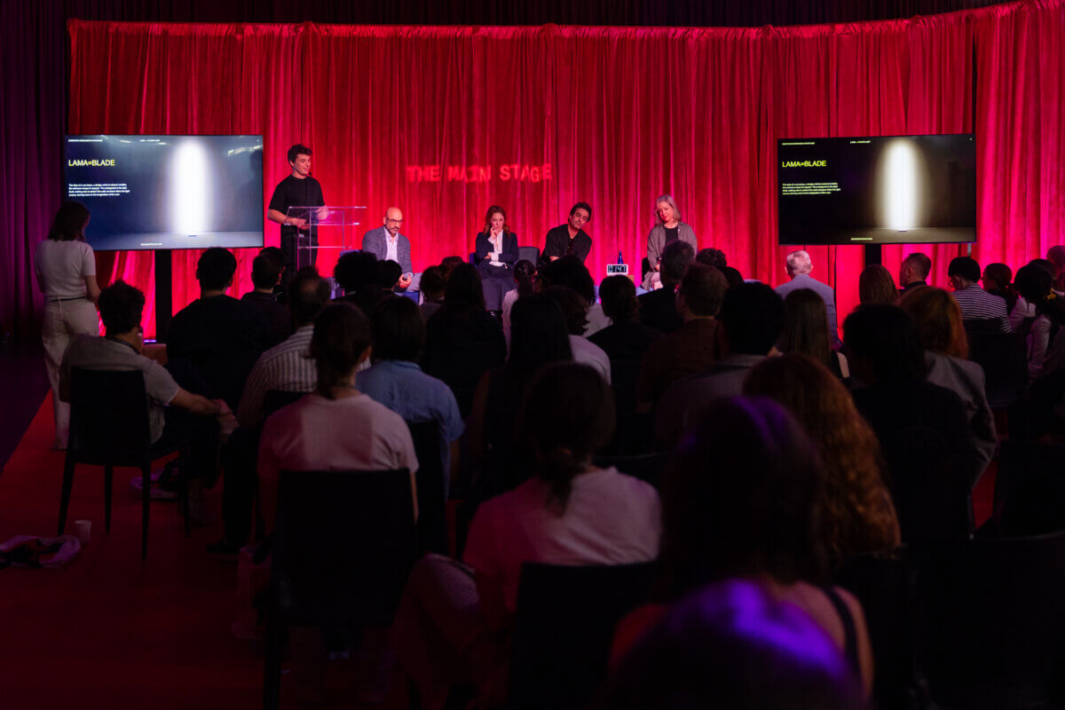 Riccardo Toldo presenting during the Emergin Designers Showcase