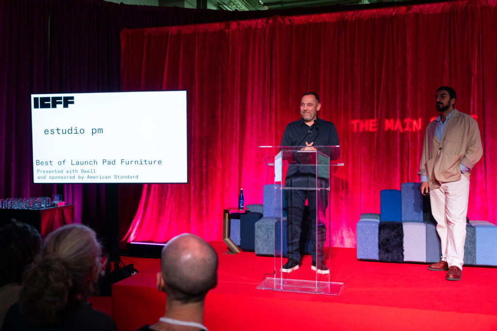 Jean-Jacques L'Henaff presenting the Best of Launch Pad Awards at ICFF 2025