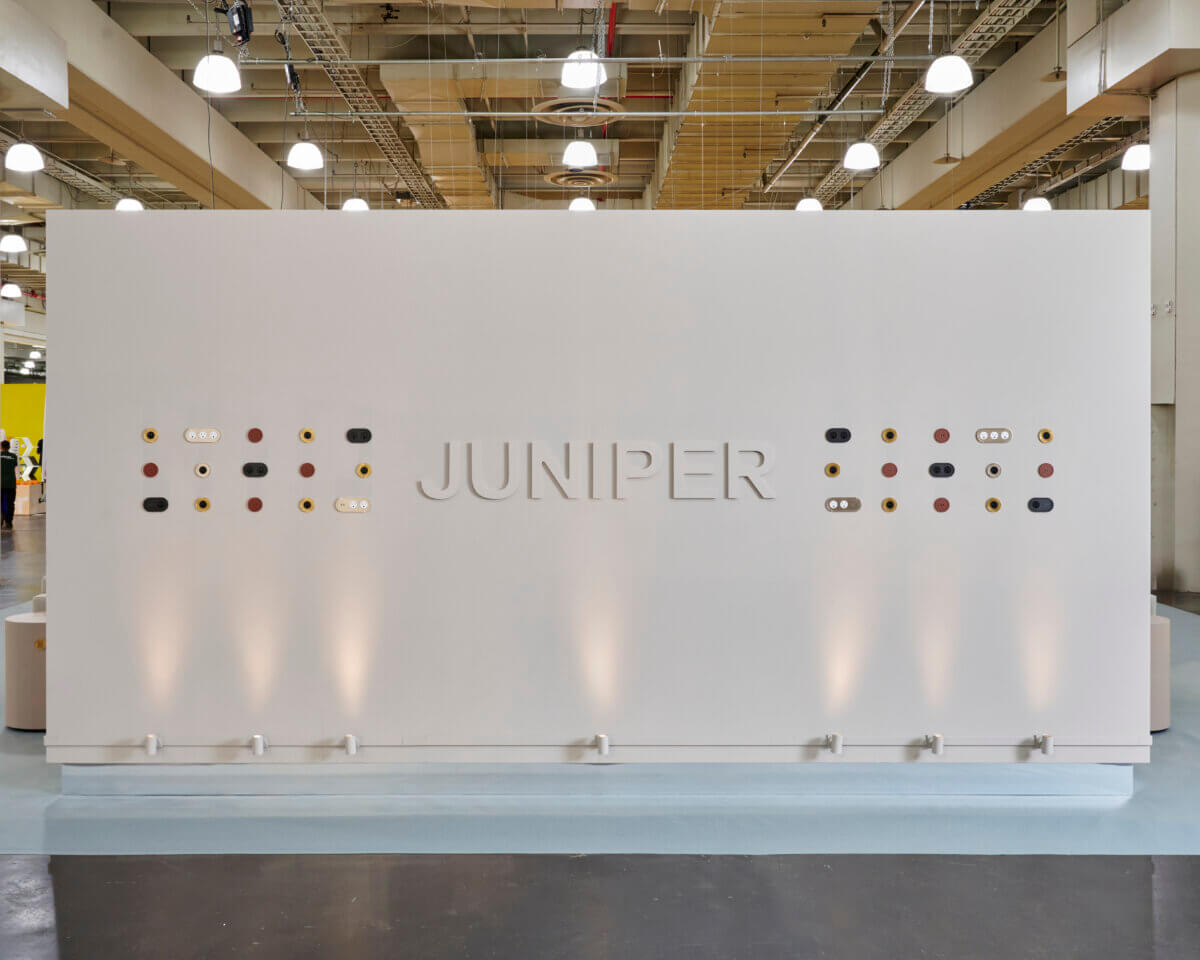 Exterior photo of the Juniper Recharge Lounge at ICFF 2025