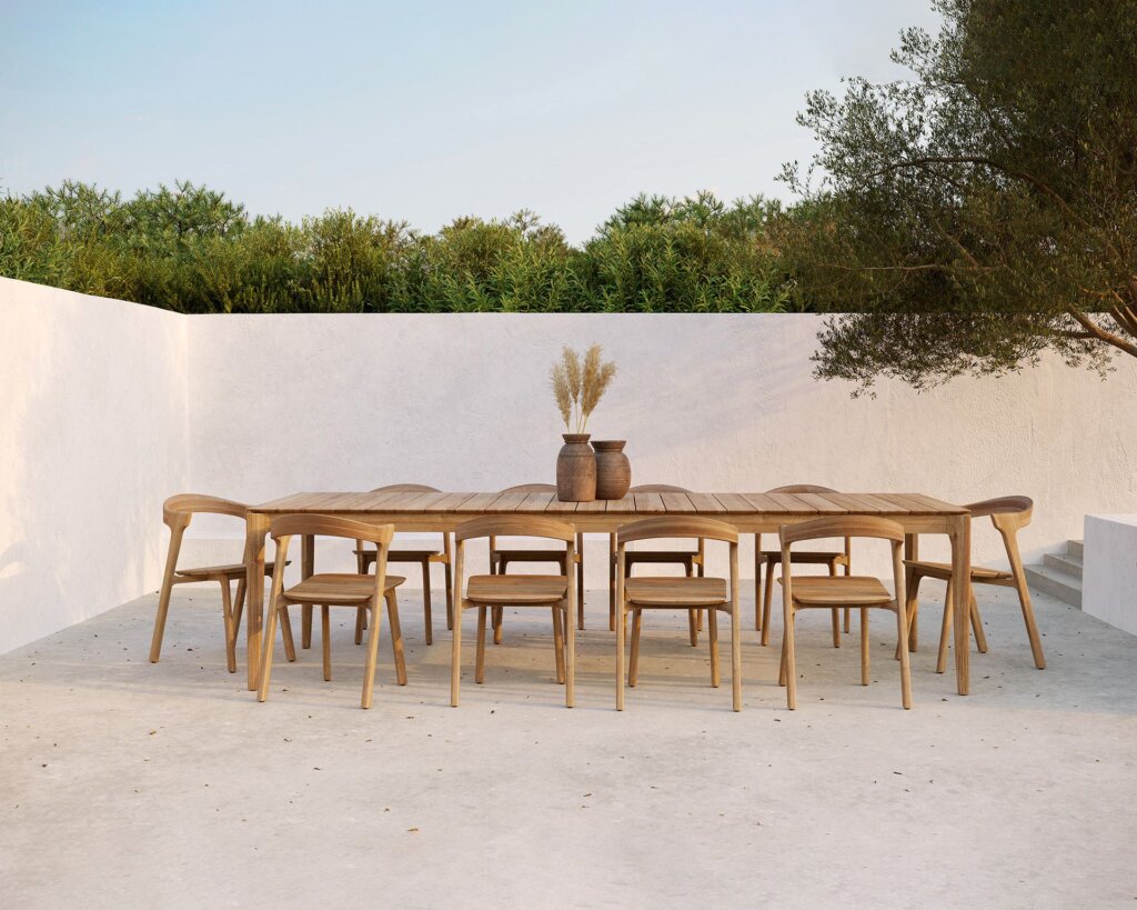 Bok Outdoor Chair and Bok Outdoor Dining Table by Ethnicraft Outdoor