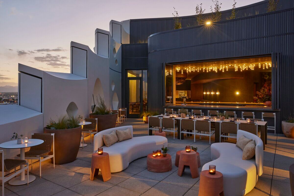The Stellar Jay rooftop terrace at Populus, Denver (Image courtesy of FOWLER, photographed by Yoshihiro Makino)