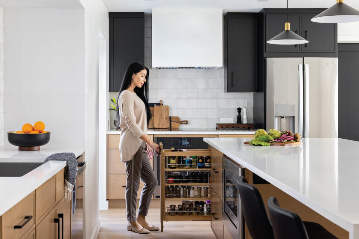 Open Storage Cabinets in Fabuwood Kitchen