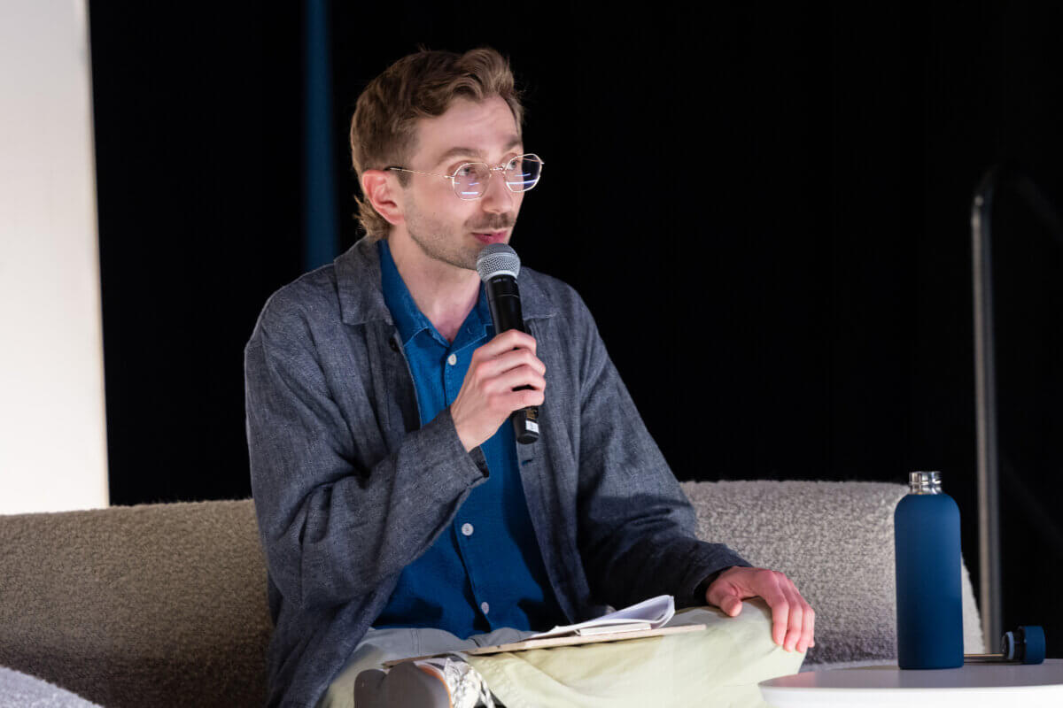 Eric Mutrie on stage at ICFF 2026; The Future is Original: Design Leadership in an Age of Dupes