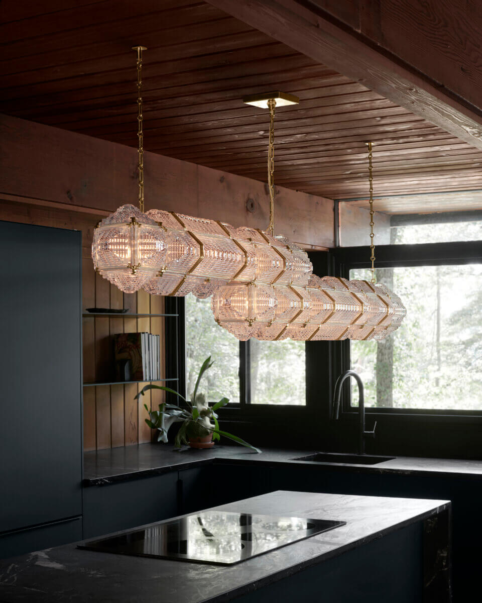 Jewel Block Collection by Rosie Li above Kitchen Island