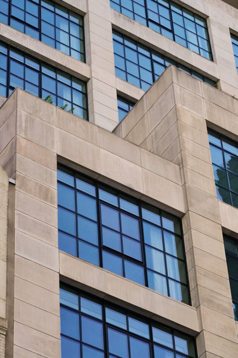 The Whitby, exterior closeup, work of Stephanie Liu