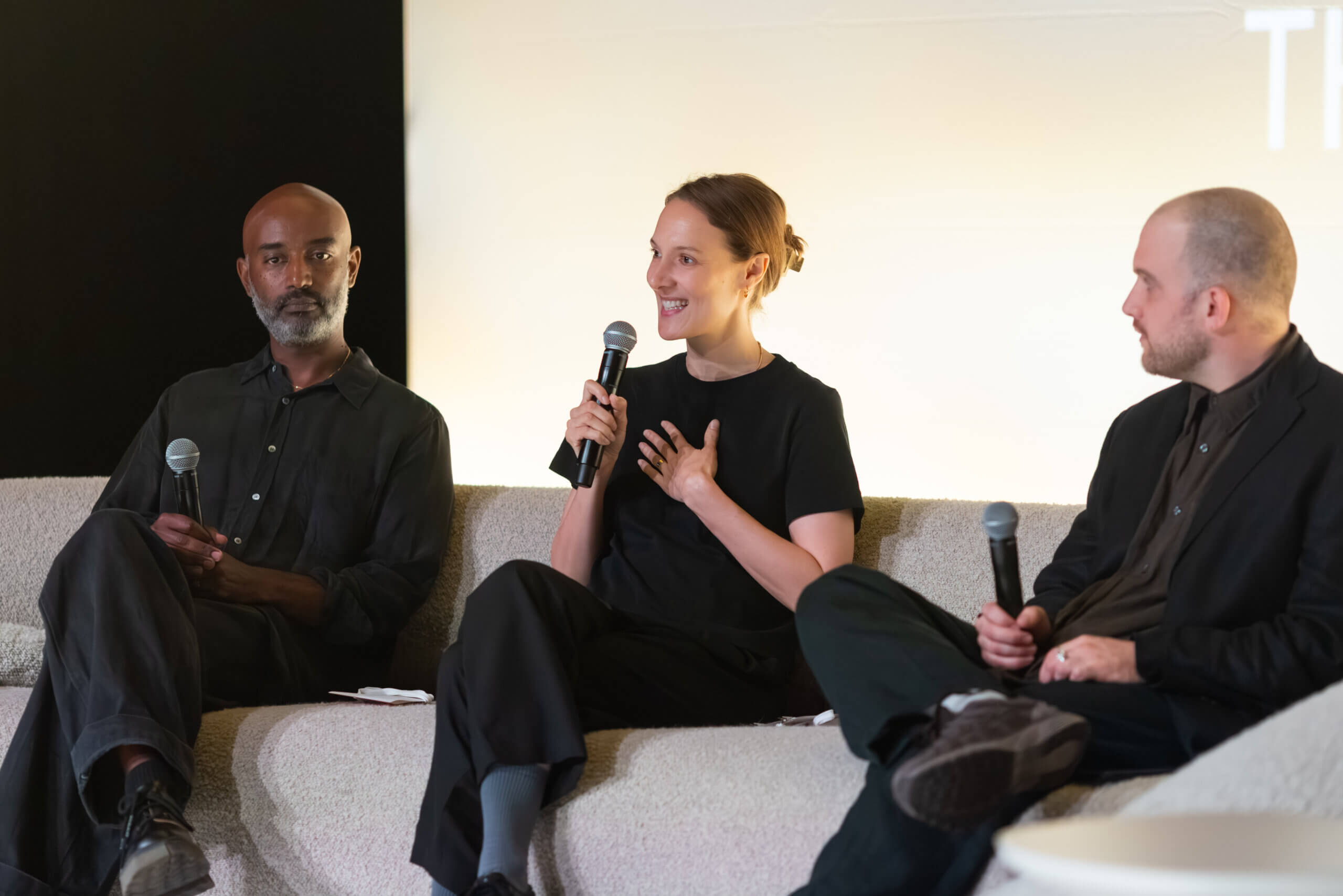 Emanuel Admassu, Jen Wood, and Ben Dreith on the main stage at ICFF 2026