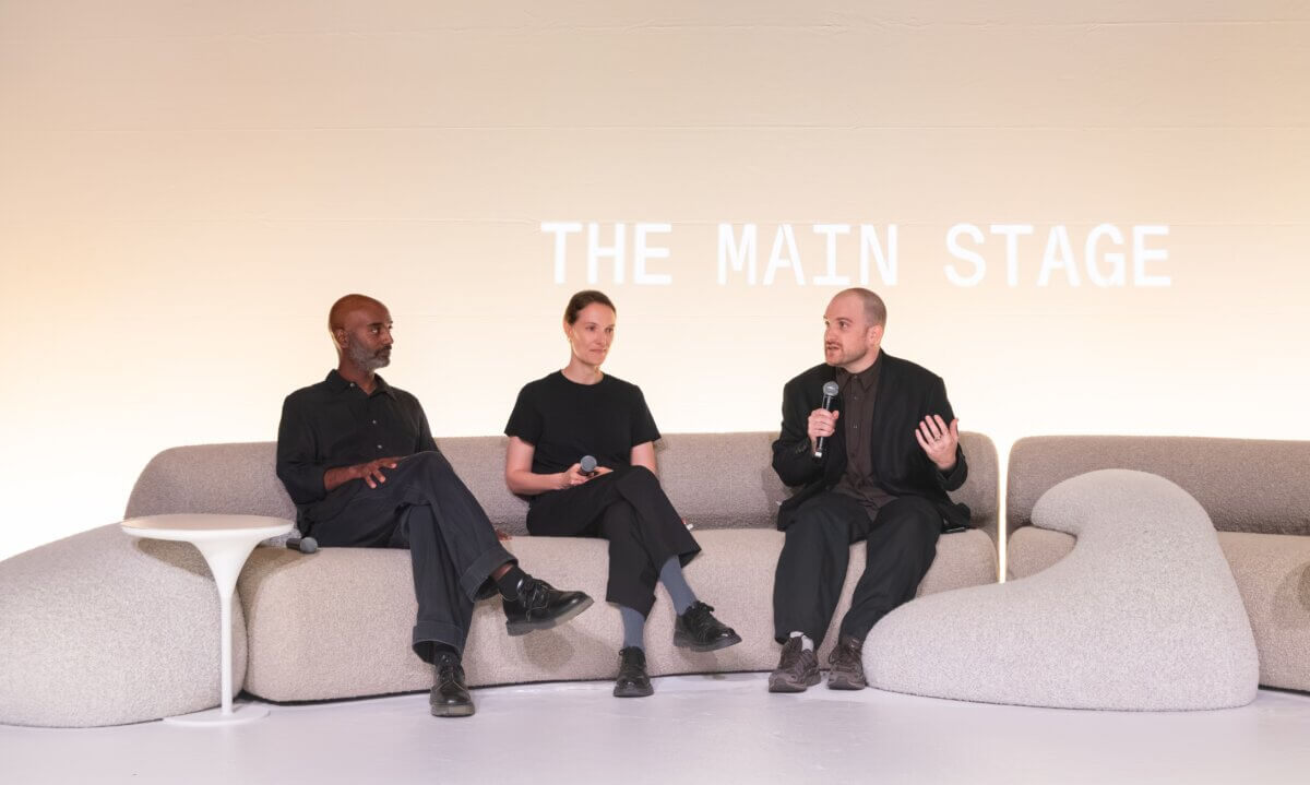 Ben Dreith speaking on the main stage at ICFF 2026